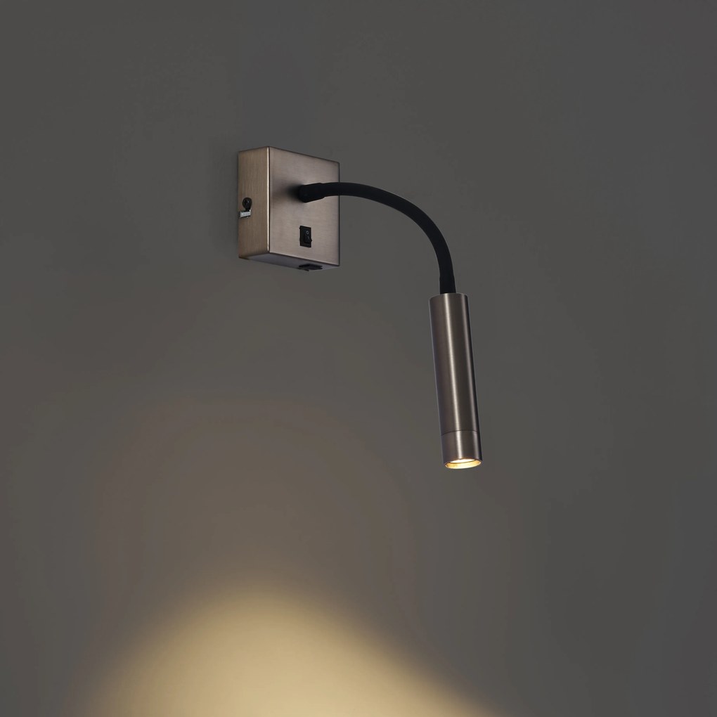 Комплект от 2 модерни стенни лампи антрацит с USB-C - Gosna