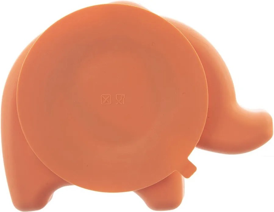 Оранжева силиконова детска чиния 18x23 cm Elephant – Orion