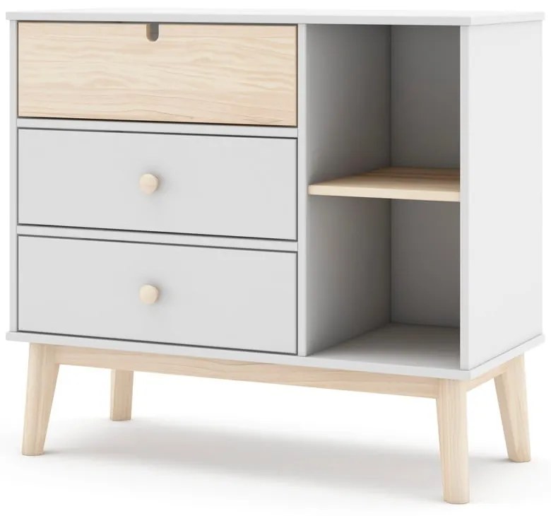 Бял нисък детски скрин 90x40 cm Estefania – Marckeric