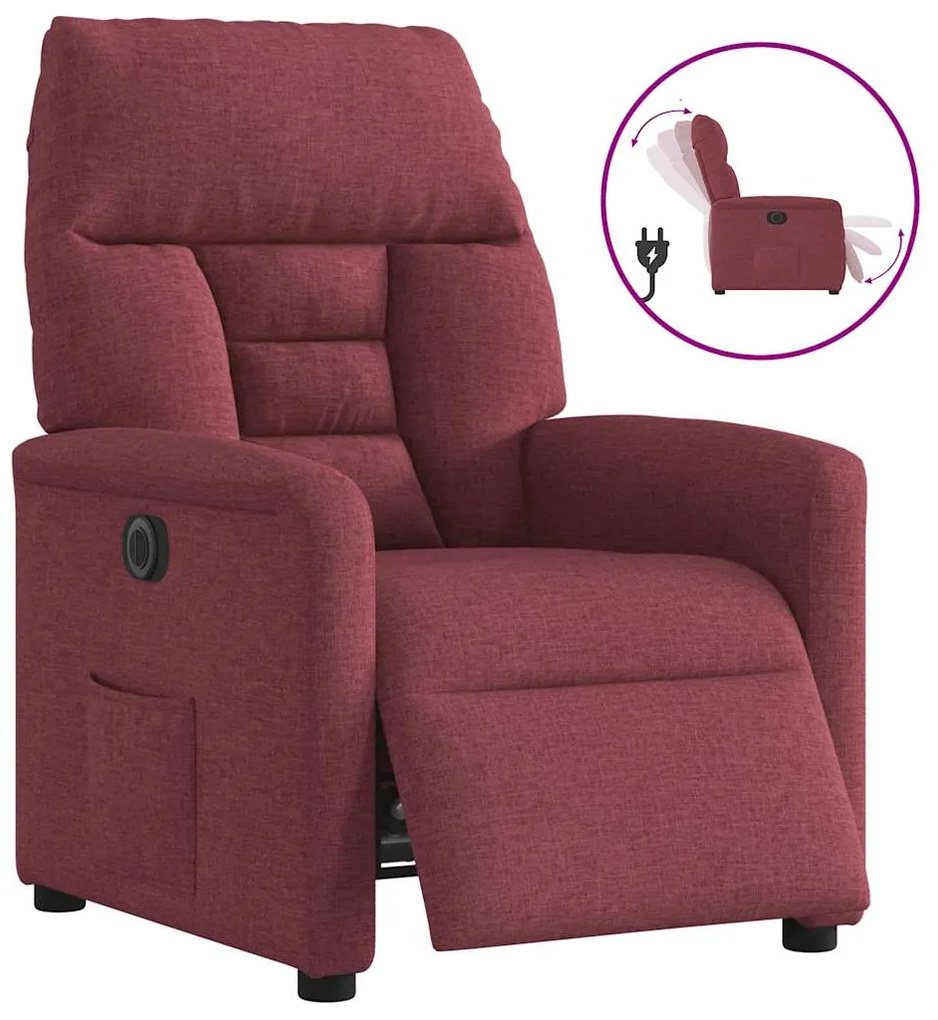 3303015 vidaXL Електрически стол реклайнер, виненочервен, текстил