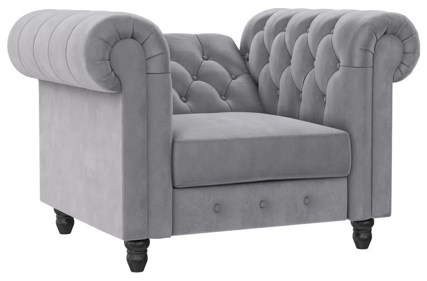 Светлосиво кадифено кресло Chesterfield Felix – Støraa
