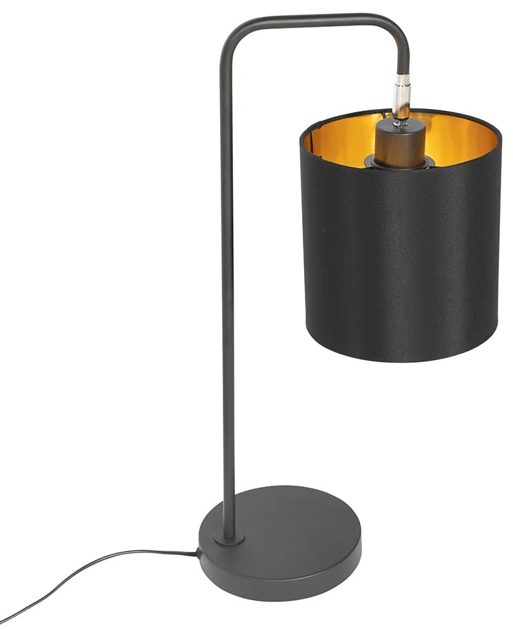 Модерна настолна лампа черна със златен интериор - Lofty