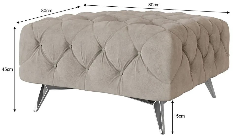 Сиво-бежова кадифена табуретка Chelsea – Ropez