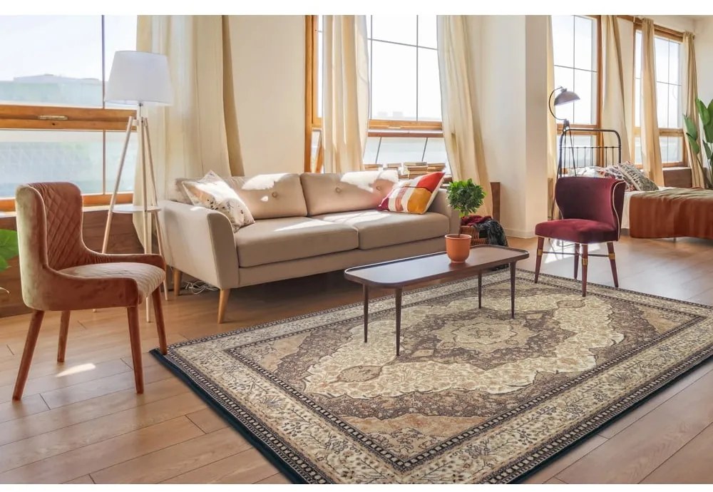 Светлокафяв вълнен килим 133x180 cm Charlotte - Agnella