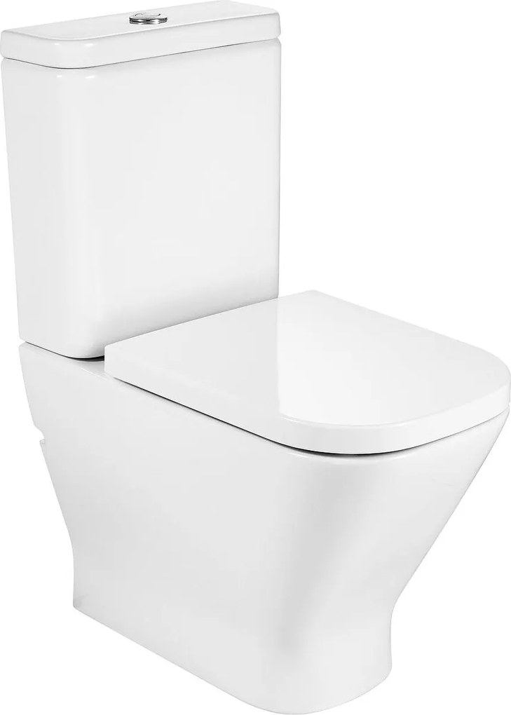 Тоалетна чиния за моноблок, Roca, A34273700H SQUARE, двойно оттичане, Compact, Rimless, 36.5x60x79см