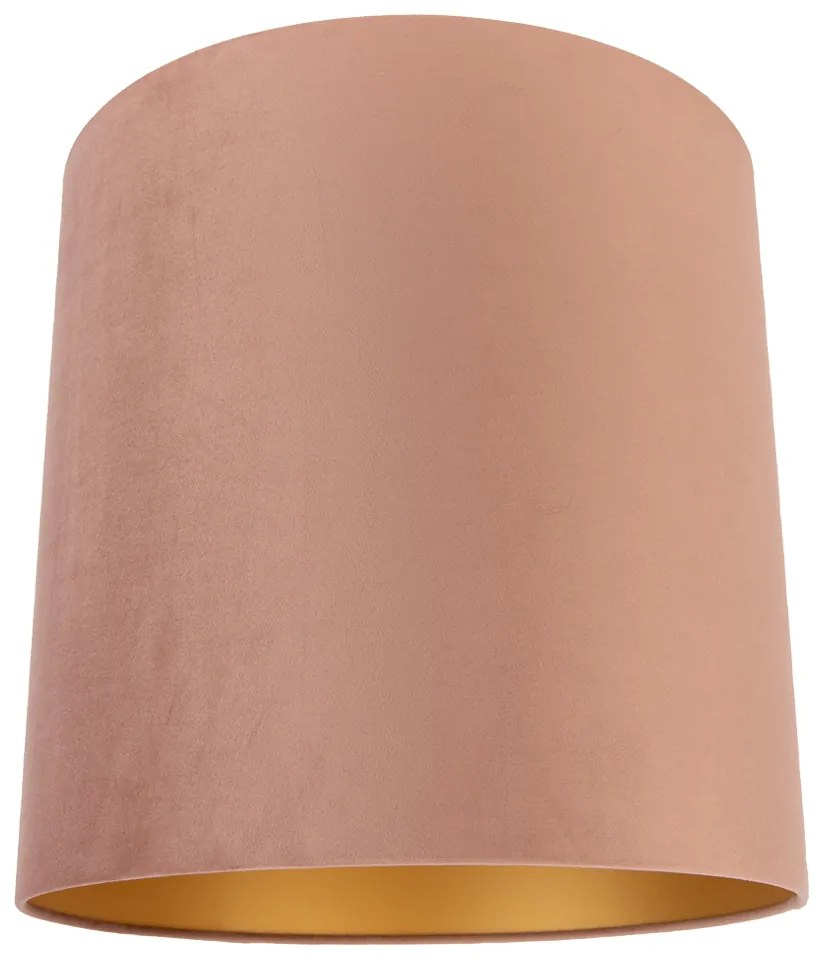 Кадифен абажур розов 40/40/40 със златист интериор