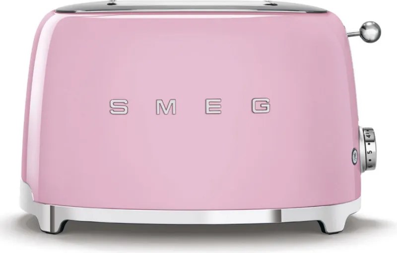 Тостер за хляб SMEG 50's Style TSF01PKEU, 950W, 2 филии, 6 нива, Тавичка за трохи, Вграден кабел, Неръждаема стомана, Розов