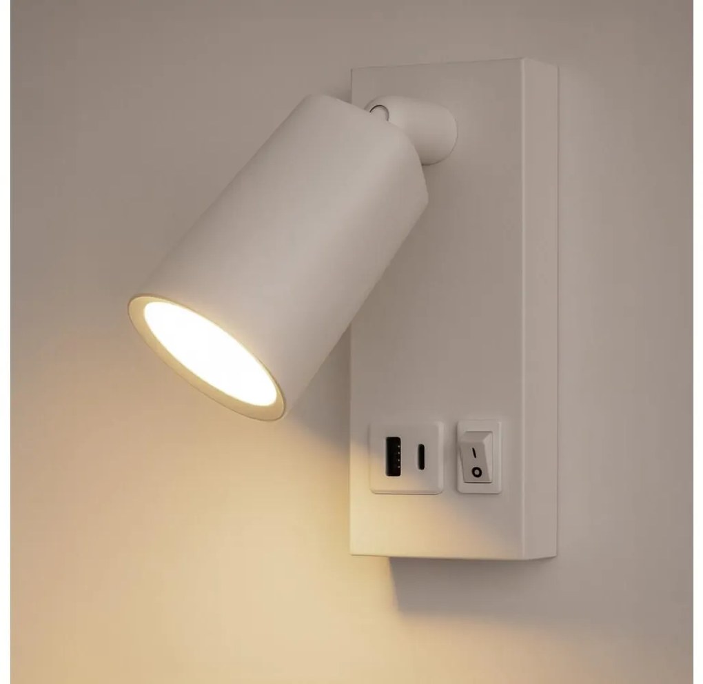 LED Стенен спот с  USB CHARGE LED/5W/230V бял