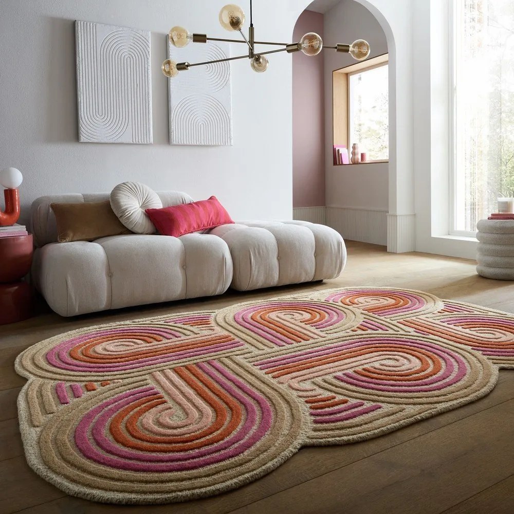 Розов ръчно изработен вълнен килим 160x230 cm Spiral Shaped – Flair Rugs
