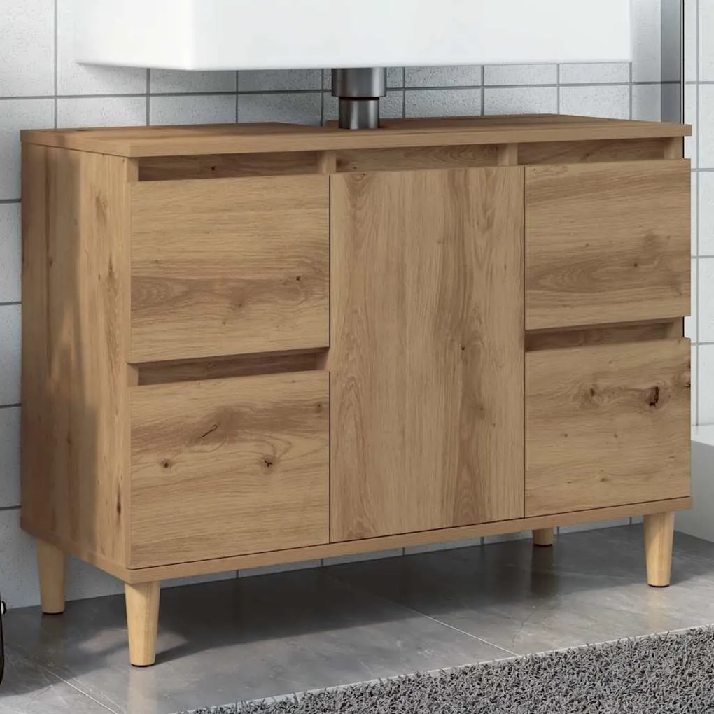 857127 vidaXL Шкаф за мивка Artisan Oak 80x33x60 cm Инженерна дървесина