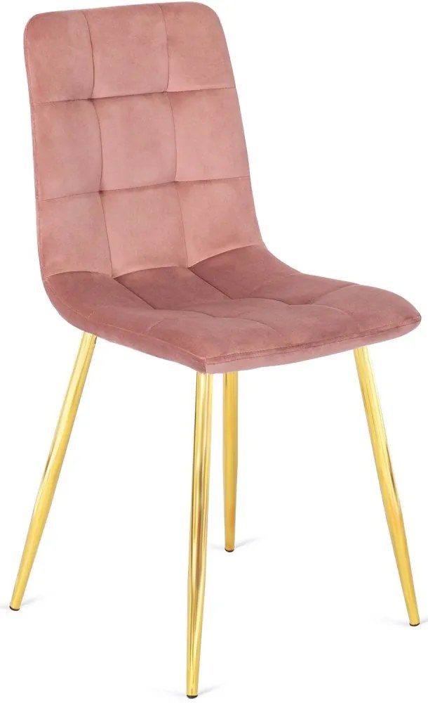 Тапициран кадифен стол YORK със златни крака - различни цветови покрития Зелено