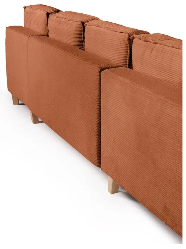 Оранжев сгъваем ъглов диван от рипсено кадифе (ляв ъгъл/"U" форма) Tori – Bonami Selection