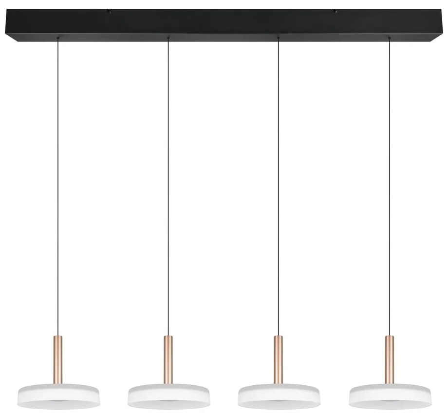 Черно-бяло и златисто LED затъмняващо се висящо осветително тяло със стъклен абажур Celeste – Trio