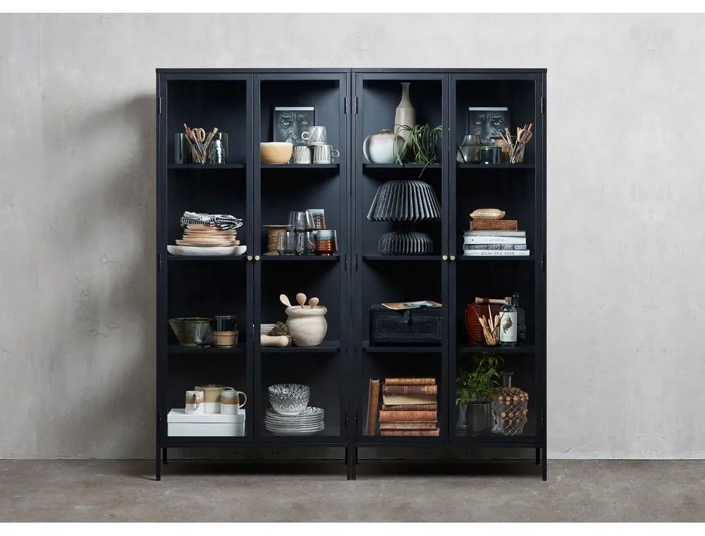 Черна метална витрина 90x190 cm Carmel – Unique Furniture