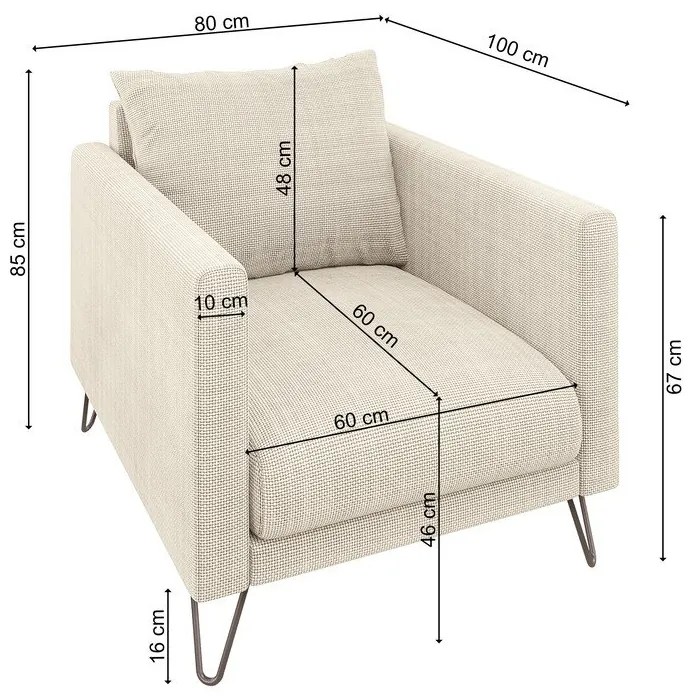 Кремаво шенилово кресло Freya – Ropez