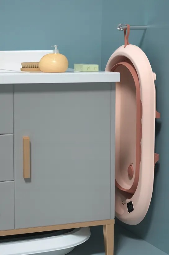 Сгъваема бебешка вана VAIANA PREMIUM с възглавница и стойка - повече цветове лилаво