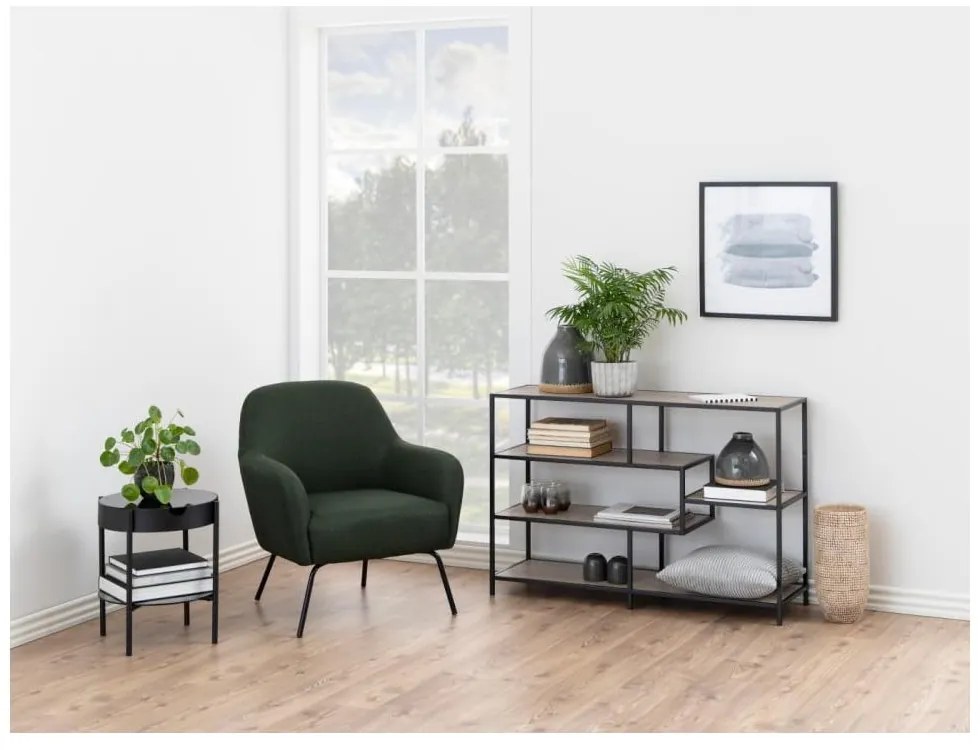 Черна етажерка за книги от дъб сонома 114x78 cm Seaford - Actona