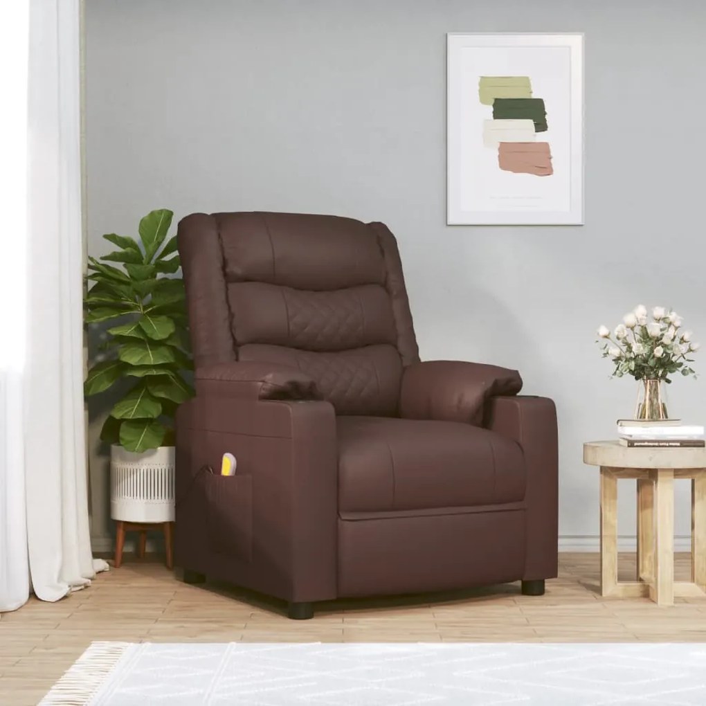 348051 vidaXL Електрически стол, кафяв, изкуствена кожа