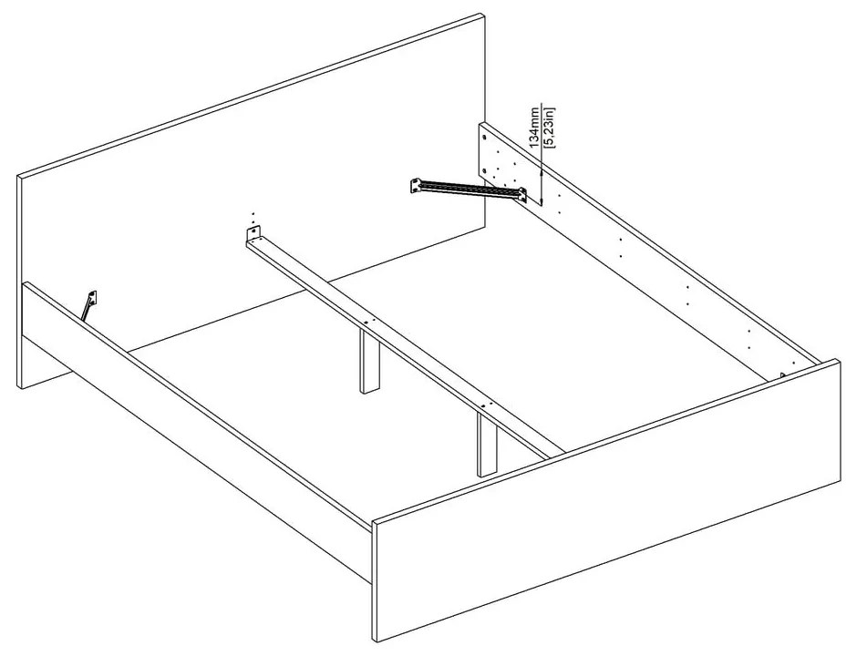 Двойно легло от дъбов декор без ламелно дъно в естествен цвят 180x200 cm Naia – Tvilum