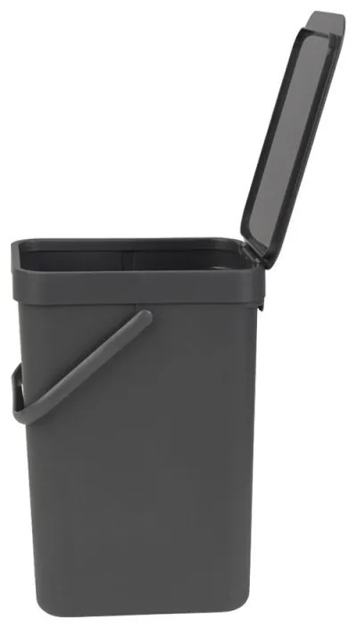Кош за разделно събиране на боклук Brabantia Sort&Go 647670, 12 л, Дръжка, Възможност за стенен монтаж, Тъмносив