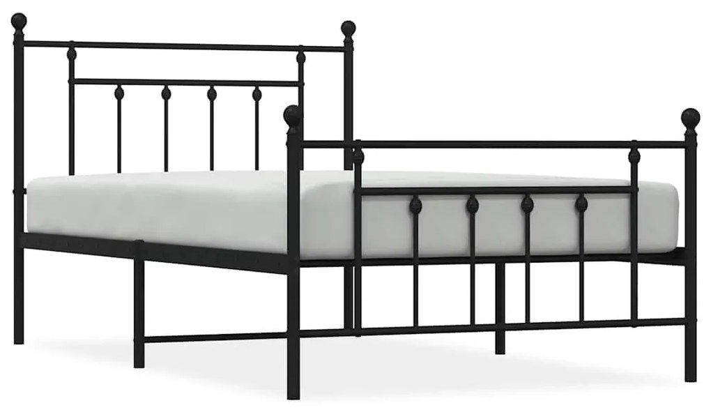 353550 vidaXL Метална рамка за легло с горна и долна табла, черна, 100x200 см