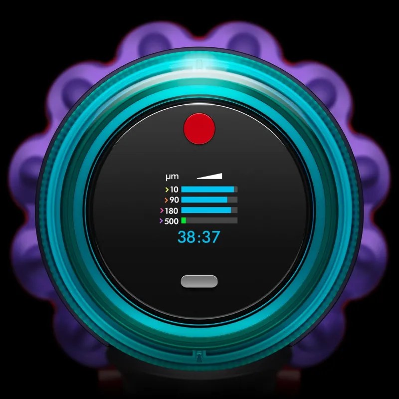 Вертикална прахосмукачка Dyson Gen5detect Absolute 446989-01, 280AW, 135000 об/мин, 0.75l, 70 мин, 3 режима, Никел/лилав