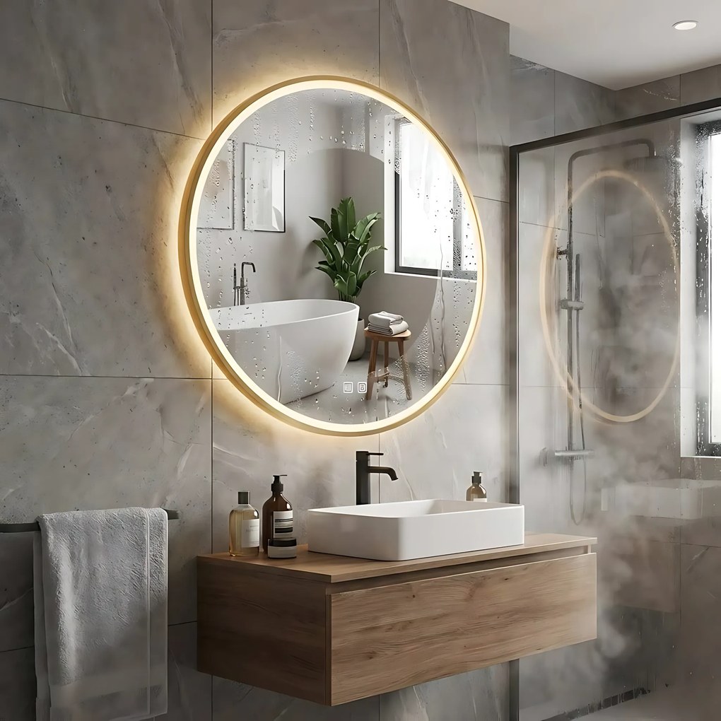 Огледало LED 80cm MMJ BRUSH GOLD