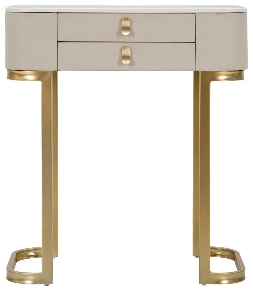 Бежова/ в златист цвят конзолна маса с плот от имитация на мрамор 40x70 cm Beauty – Mauro Ferretti