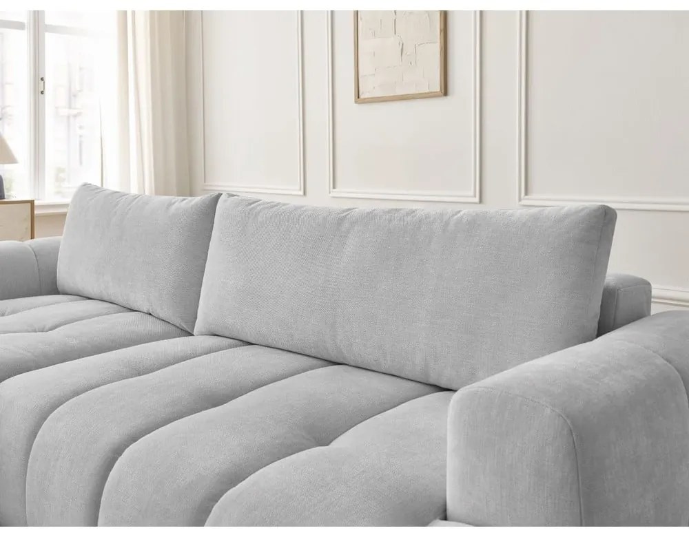 Светлосив сгъваем/с място за съхранение ъглов диван (ляв ъгъл) Fuji – Bobochic Paris