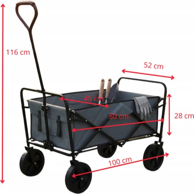 Ултралека сгъваема градинска транспортна количка - товароносимост 100 кг