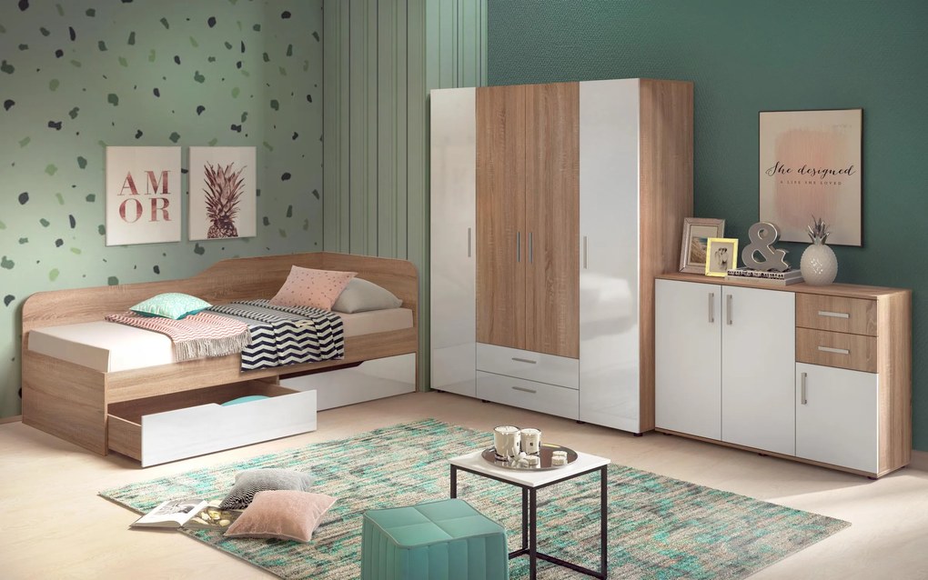 Легло + чекмеджета за матрак 90/200 Амико