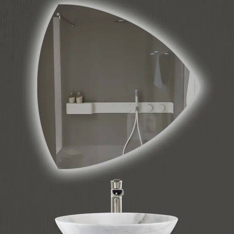 Огледало за баня LED осветление LM Silent Glint, фигурно, 900×900мм