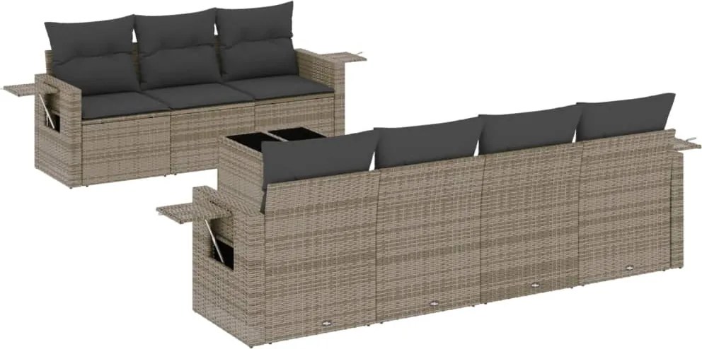 3252267 vidaXL Градински комплект диван с възглавници 8 части сив полиратан