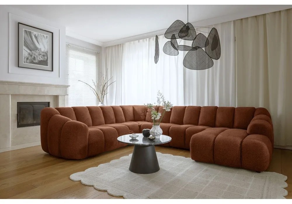 Теракотен ъглов диван (ляв ъгъл/U форма) Shell – Miuform