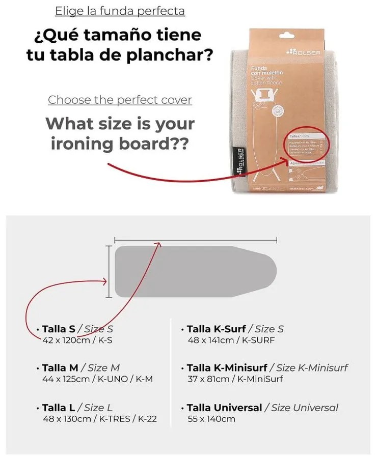 Покривало за дъска за гладене 141x48 cm K-Surf – Rolser