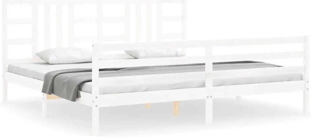 3193942 vidaXL Рамка за легло с табла, бяла, 200x200 см, масивно дърво