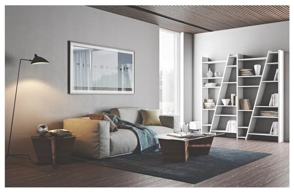 Бял шкаф за книги 190x195 cm Delta - TemaHome