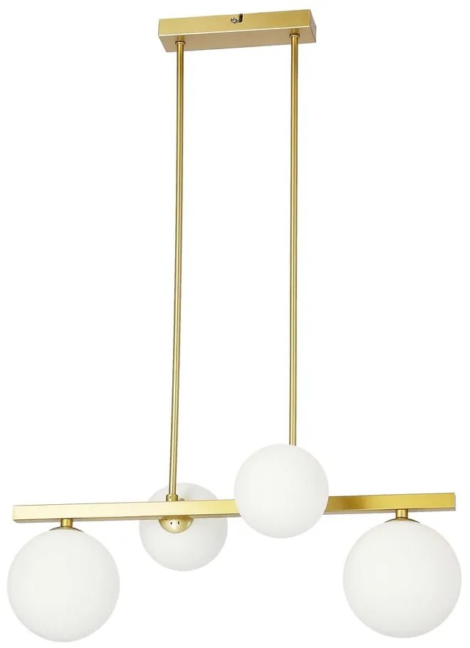 Висящо осветително тяло със стъклен абажур в бяло и златисто Kama – Candellux Lighting