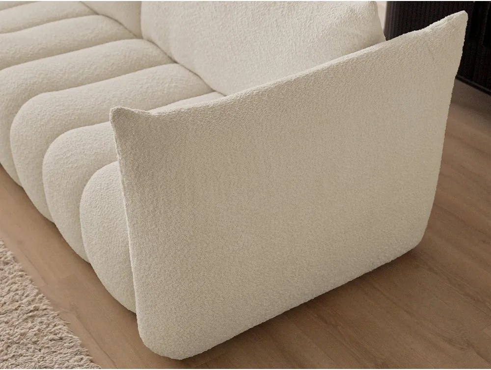 Бежов ъглов диван от прежда с примки от букле (ляв ъгъл) Azra – Bobochic Paris