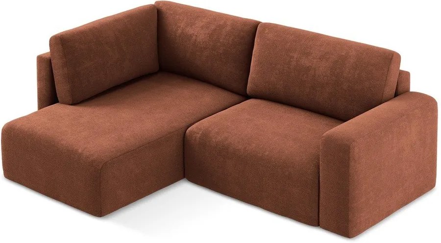 Теракотен шенилов сгъваем/с място за съхранение ъглов диван (ляв ъгъл/L форма) Kona – Makamii