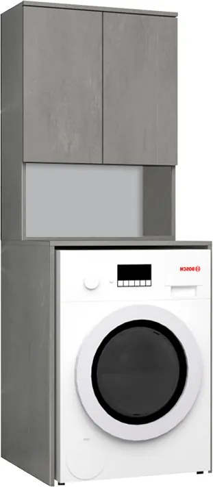 Меламинови мебели за пералня Cozen в цвят сив бетон 65x60x178см.