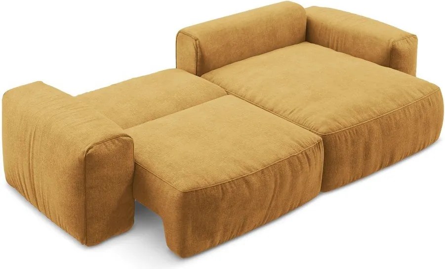Шенилов сгъваем ъглов диван в цвят горчица (десен ъгъл) Kuki – Makamii