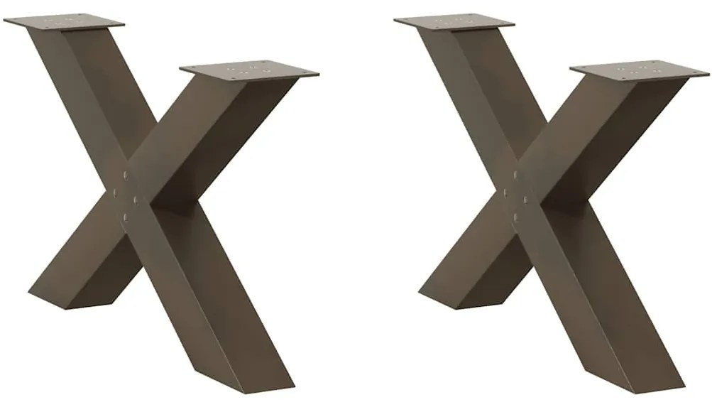 4012967 vidaXL Крака за масичка за кафе, X-образни, 2 бр., естествена стомана, 70 x (42-43) см, стомана