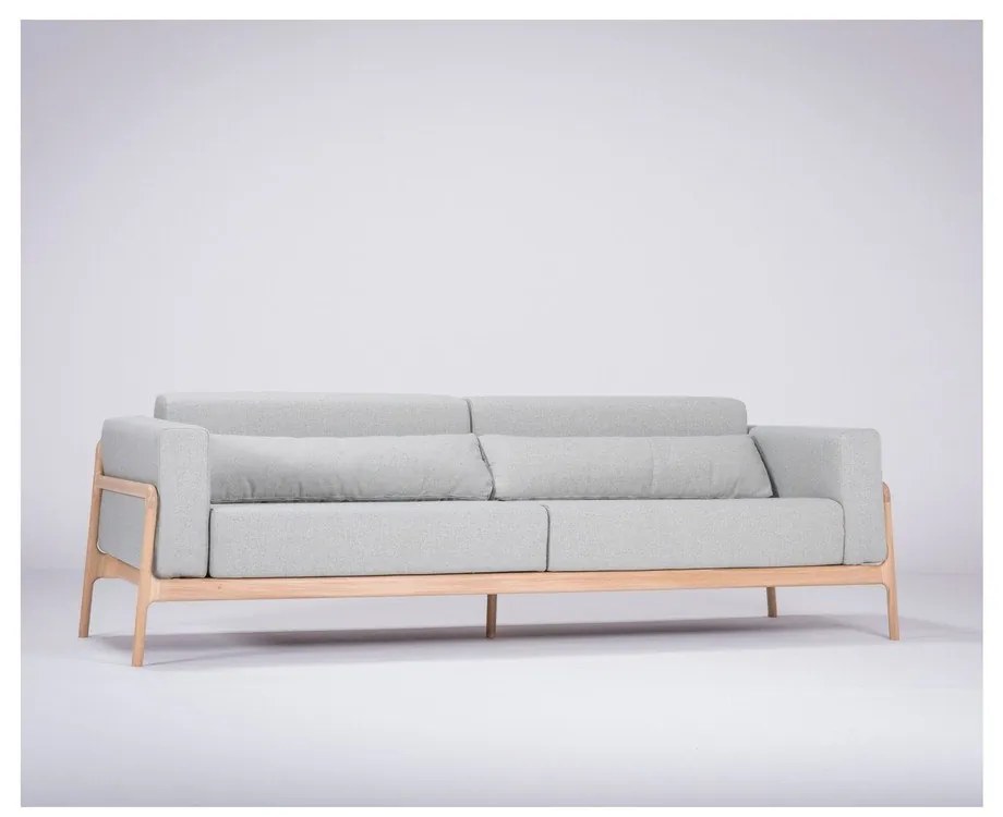 Синьо-сив диван с конструкция от дъбова дървесина , 240 cm Fawn - Gazzda