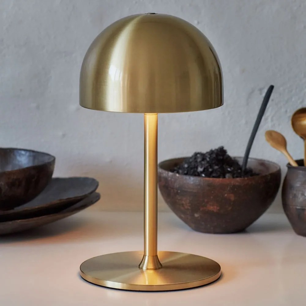 LED настолна лампа с дистанционно управление в месингов цвят с метален абажур (височина 22 cm) Tim – Sirius