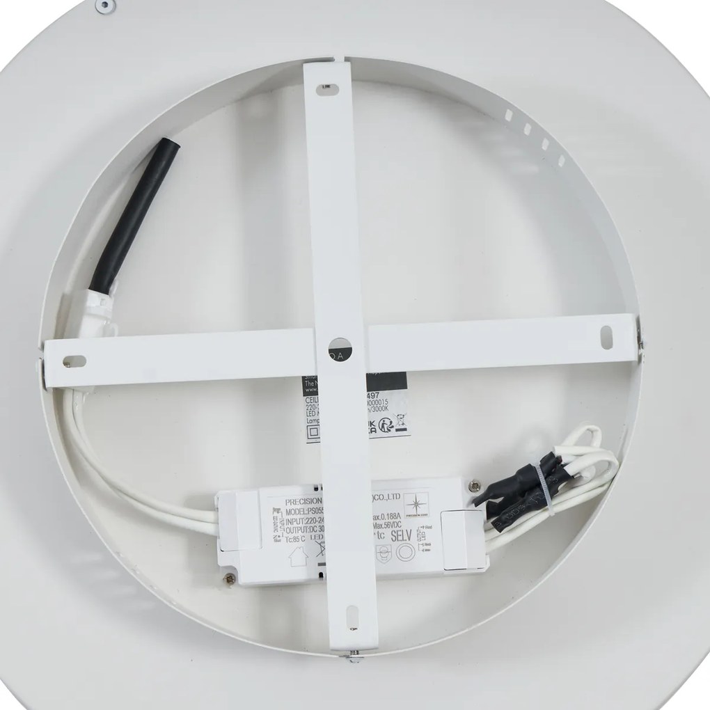 Дизайнерска таванна лампа бяла с дърво 40 см вкл. LED 3-позиционен превключвател - Ingo