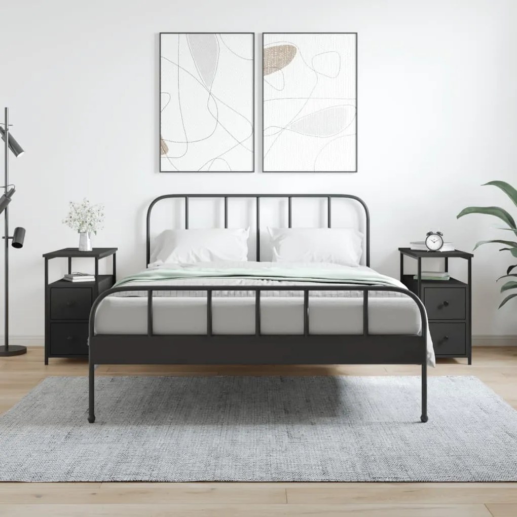 Sonata H Нощни шкафчета 2 бр черни 30x60x60 см инженерно дърво