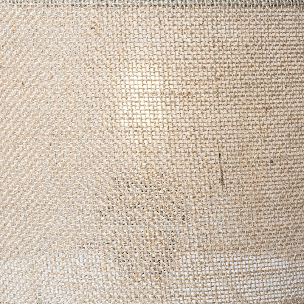 Ръстикална настолна лампа дърво с ленен абажур натурален 25 см - Mels