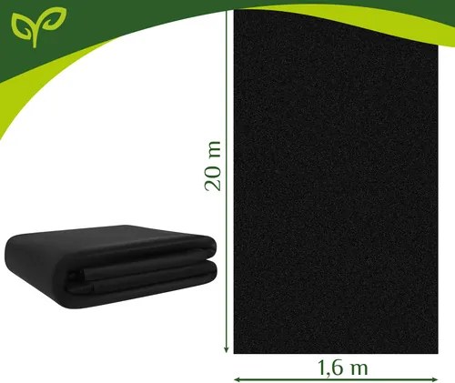 Черен агротекстил срещу плевели 1,6 x 20 m 50 g/m²