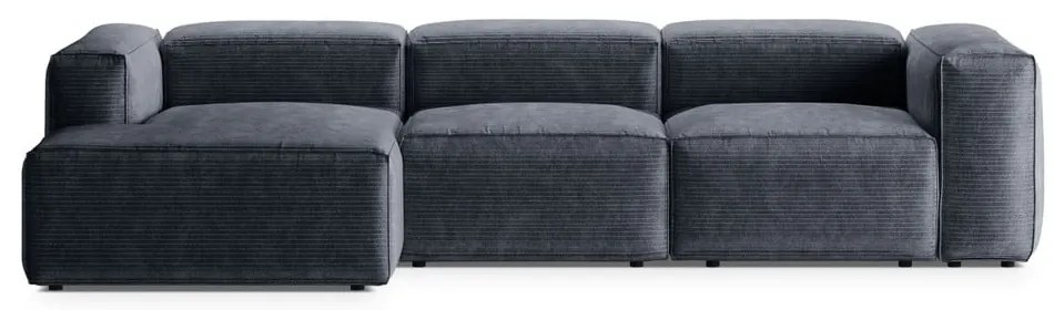 Сиво-син ъглов диван от рипсено кадифе (ляв ъгъл) Bergano – Cosmopolitan Design
